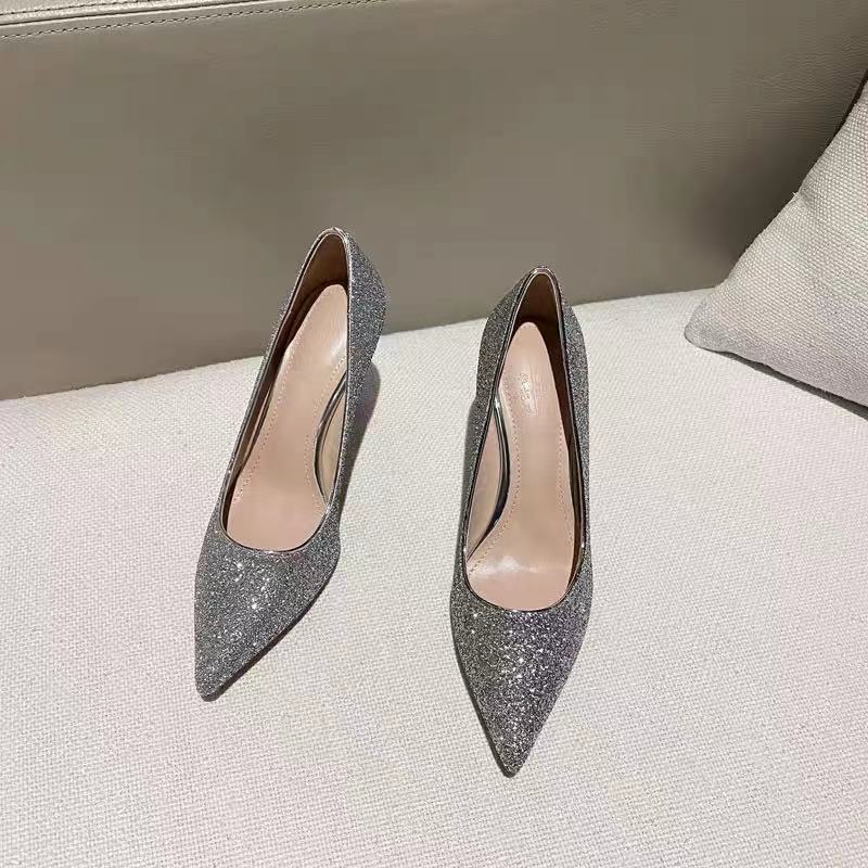 Spring And Autumn Wedding Shoes, Female Bridal Shoes, Not Tired, Crystal Shoes, New Wedding Dress, High Heels, Stiletto Bridesmaid